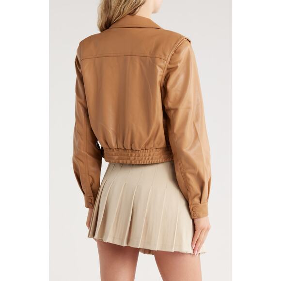 Jason Wu Flap Patch Pocket Faux Leather In Camel Jacket Women's Size Large - Picture 2 of 9